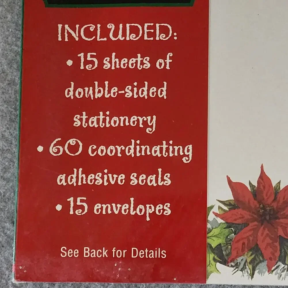 Photo Letter Cards With Envelopes Holly & Poinsettia Design Geographics Sealed